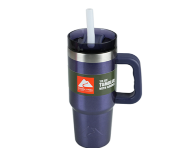 Ozark Trail 18 oz Vacuum-Insulated Stainless-Steel Tumbler with Handle, Skipper Blue – Just $6.97!